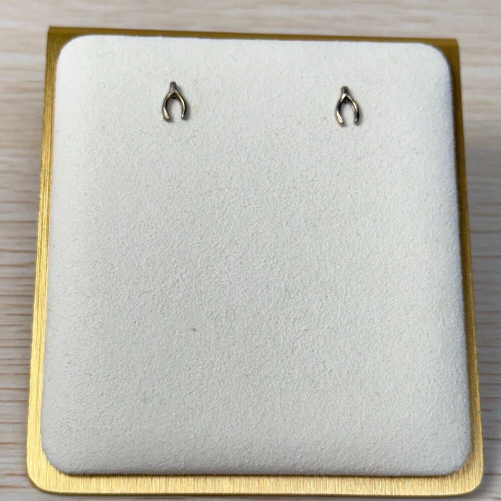 Vintage 60s 70s Tiny Wishbone Gold Tone Post Stud Earrings